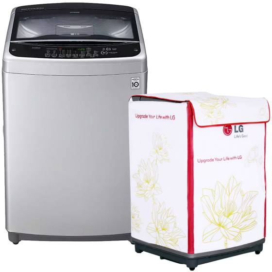 LG Top Loading Digital Washing Machine, 13.2KG, Silver - T1388NEHTE With A Gift LG Case