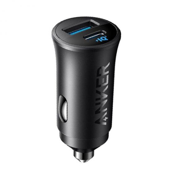 Anker Car Charger, 30 Watt, USB and USB-C Ports, Black - A2741H11