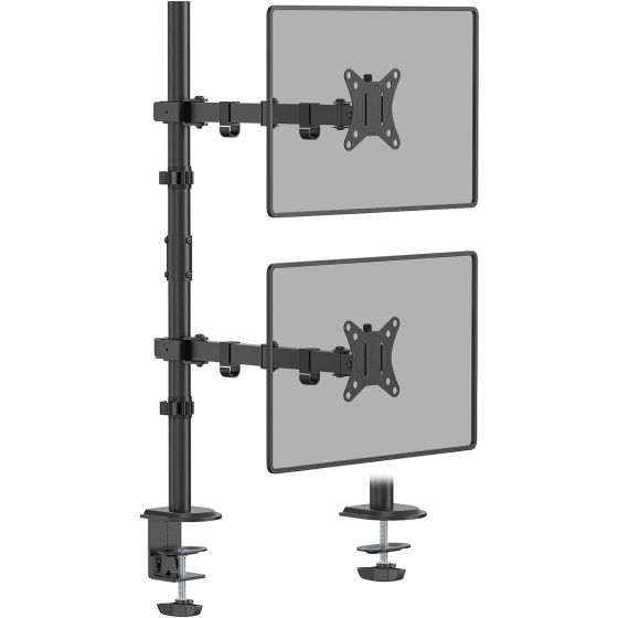 Worldlift Dual Arm Holder for 17 to 32 Inch Monitors - Black