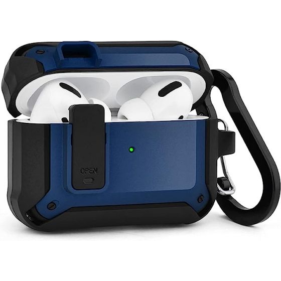 Soft TPU PC Armor with Lock Cases Shockproof For Apple Airpods Pro (Black, Navy)
