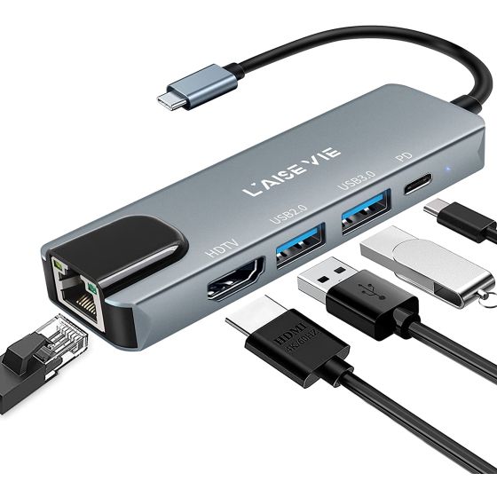Laise vie 5 Ports USB Hub - Grey
