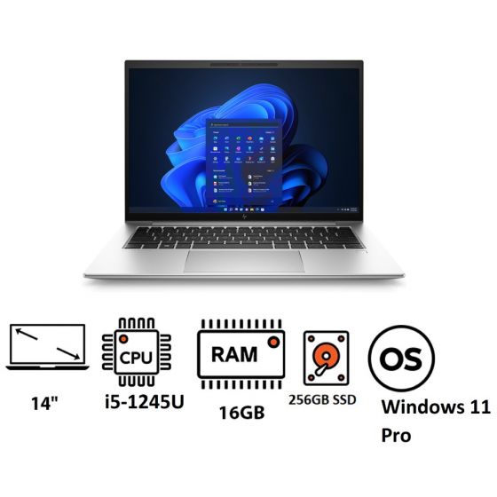 HP EliteBook 840 G9 Laptop, Intel Core i5-1245U, 256GB SSD, 16GB RAM, 14 Inch FHD Display, Intel Iris Xe Graphics, Windows 11 Pro- Silver