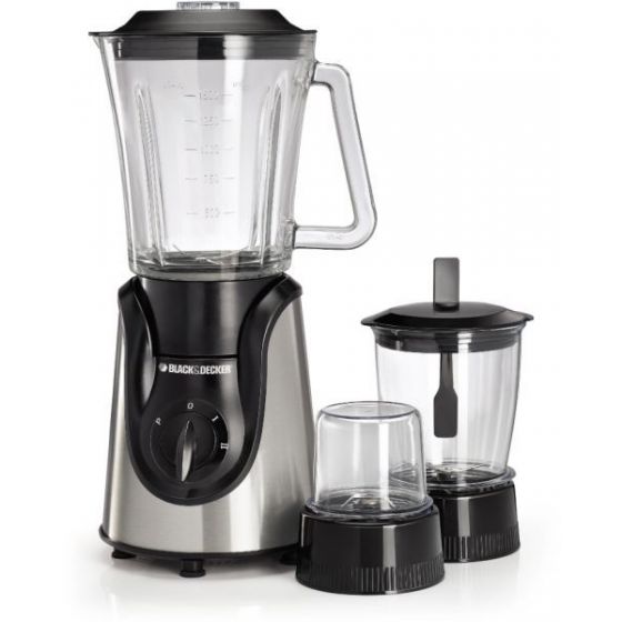Black + Decker Jug Blender With Grinder And Chopper, 600 Watt, Black - BX600G