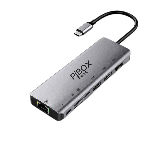 PiBOX INDIA USB Type C 7 in 1 Hub - Grey