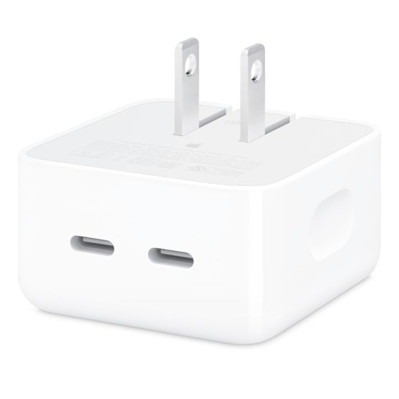 Apple Dual Port USB-C Power Adapter, 35 Watt - White