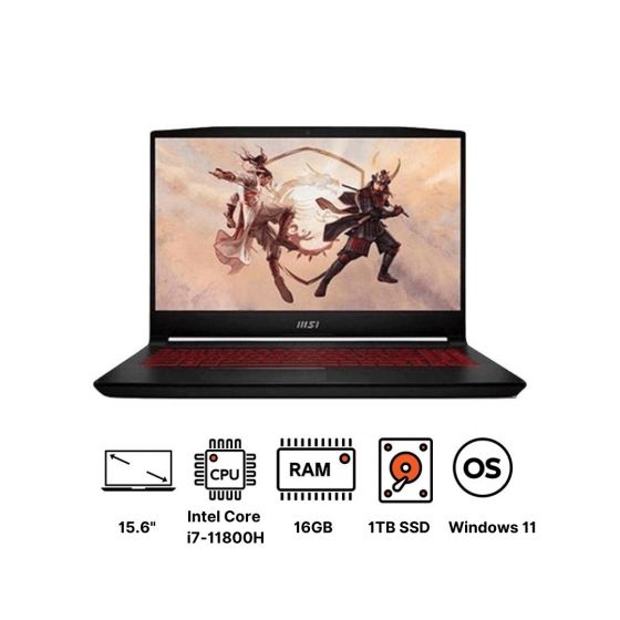MSI Katana GF66 11UE Laptop, Intel Core i7-11800H, 15.6 Inch, 1TB SSD, 16GB RAM, NVIDIA GeForce RTX 3060 6GB, Windows 11- Black