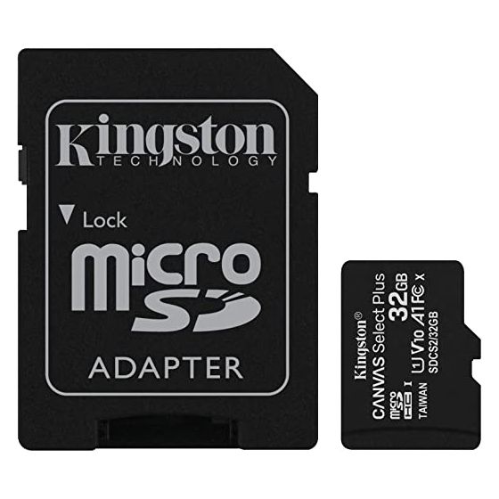 بطاقة ذاكرة مايكرو SD كينجستون كانفاس سيلكت  بلس فئة 10 مع محول، 32 جيجا - SDCS2/32GB