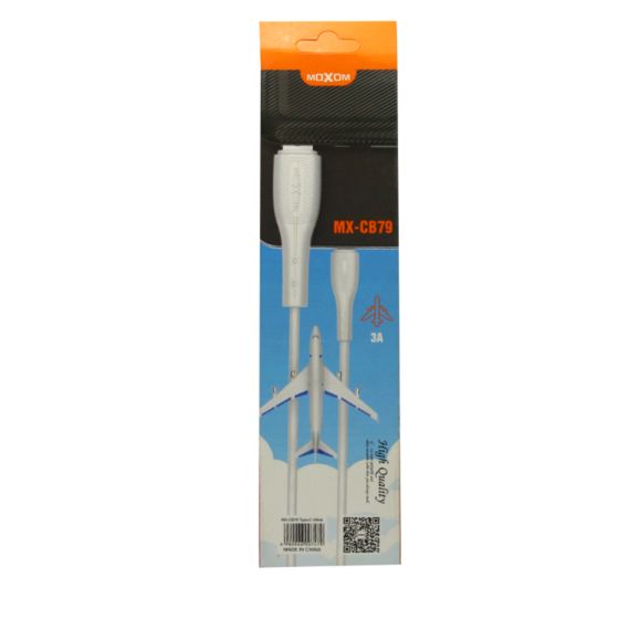 MOXOM CHARGING CABLE 1 METER 3 AMP TYPE C INPUT MODEL MX-CB79 WHITE
