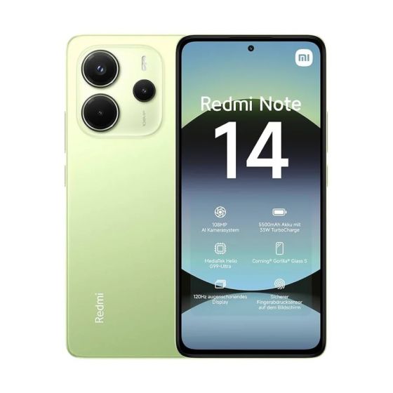 Xiaomi Redmi Note 14, 128GB, 6GB, 4G, Dual Sim - Lime Green