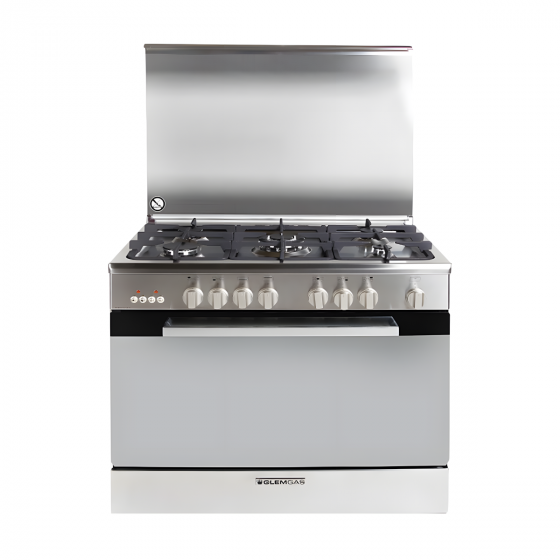 Glem Gas Cooker, Gas, 5 Burners, Silver- NE9612RIFSG