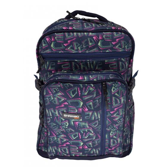 Gharibo Bags School Backpack for Girls, Letters Pattern - Multi Color