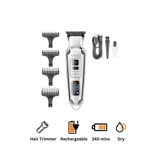 VGR Hair Trimmer, Dry, Silver - V-931