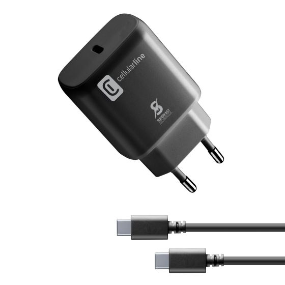 Cellularline USB-C to USB-C Charger, 25 Watt - Black