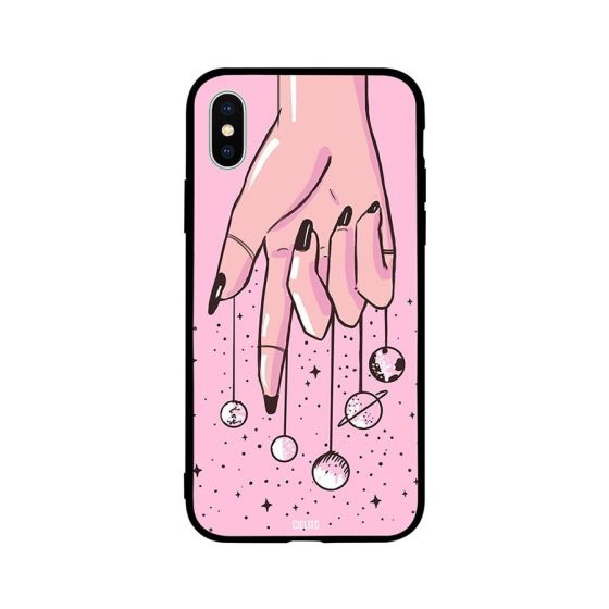 Pink Planets on Fingers to Control Printed Back Cover for Apple iPhone X