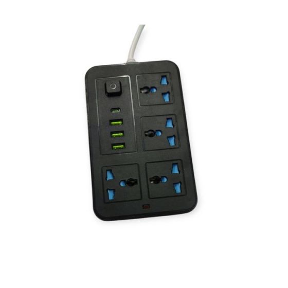 مشترك كهرباء المغربي، 4 منافذ، 4 منافذ USB، قدرة 2500 وات - اسود 