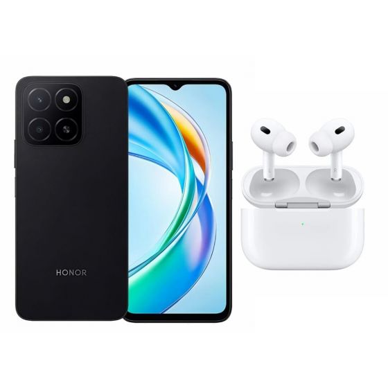 Honor X5b Plus, 128 GB, 4GB RAM, 4G, Dual SIM - Midnight Black With Ridingtone AirPods Pro 2nd Gen Earbuds - White