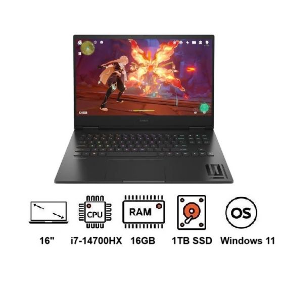 لاب توب جيمنج اتش بي اومن 16T-WF000، شاشة 16 بوصة FHD، معالج انتل كور i7-14700HX، سعة 1 تيرابايت SSD، رام 16 جيجابايت، كارت شاشة Nvidia GeForce RTX 4070 سعة 8 جيجابايت، نظام ويندوز 11 - اسود شادو