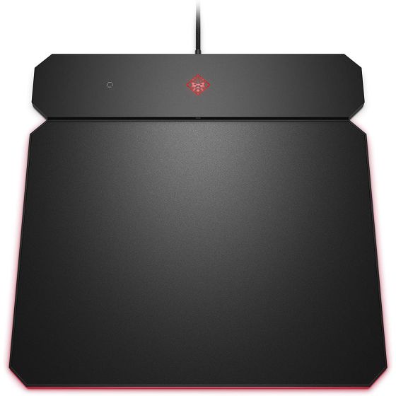 OMEN by HP Outpost Gaming Mouse Pad with Qi Wireless Charging, Custom RGB, and USB-A 2.0 Port, (6CM14AA), Black (6CM14AA#ABL)