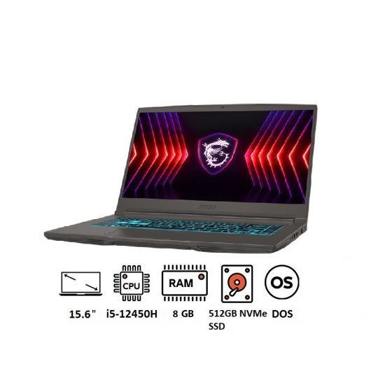 MSI Thin 15 B12VE Gaming Laptop, Intel Core i5-12450H, 512GB NVMe PCIe Gen4 SSD, 8GB RAM, 15.6 Inch, FHD, 144Hz, NVIDIA GeForce RTX 4050 6GB, FREEDOS - Cosmos Grey