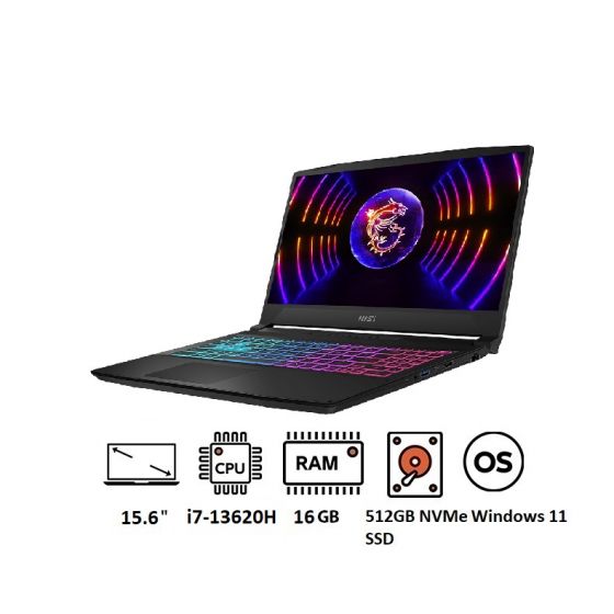 MSI Katana 15 B13VGK Gaming Laptop, Intel Core i7-13620H, 512GB NVMe PCIe Gen4 SSD, 16GB RAM, 15.6 Inch, QHD, 165Hz, NVIDIA GeForce RTX 4070 8GB, Windows 11 - Black