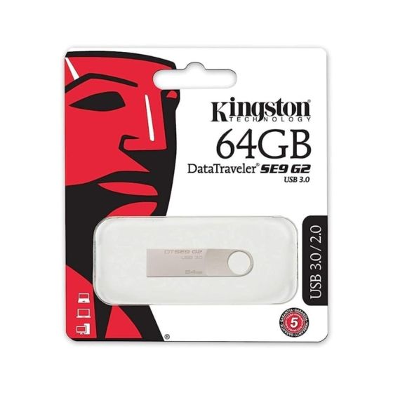 Kingston Data Traveler SE9 G2 USB 3.0 Flash Drive, 64GB, Silver - DTSE9G2