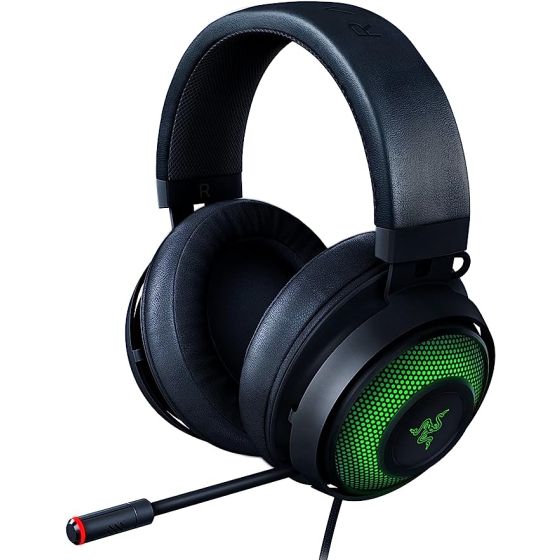 Razer Kraken Ultimate RGB USB Gaming Headset: THX 7.1 Spatial Surround Sound - Chroma RGB Lighting - Retractable Active Noise Cancelling Mic - Aluminum & Steel Frame - for PC & Mac - Classic Black