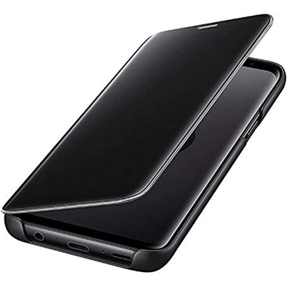 Samsung Galaxy S9 Plus Clear View Stand Mirror Shockproof Flip Cover (Black)