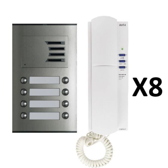 Auta Outdoor Intercom, 8 Lines, Silver and White - 749708
