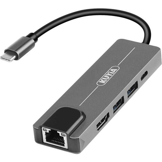 موزع USB كويا، 5 في 1، اسود - KY-TC5IN1