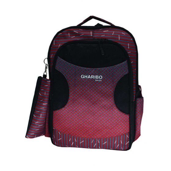 Gharibo Bags School Backpack With Pencil Case for Kids, Dots Pattern - Red