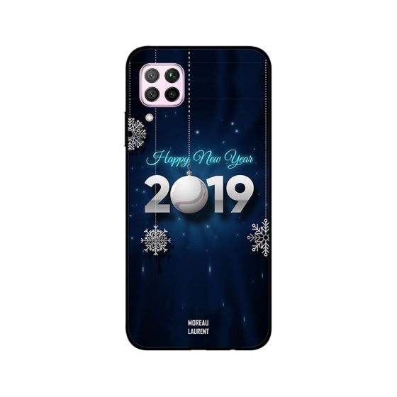جراب ظهر مورو لورنت بطبعة عبارة Happy New Year ابيض لهواوي نوفا 7i