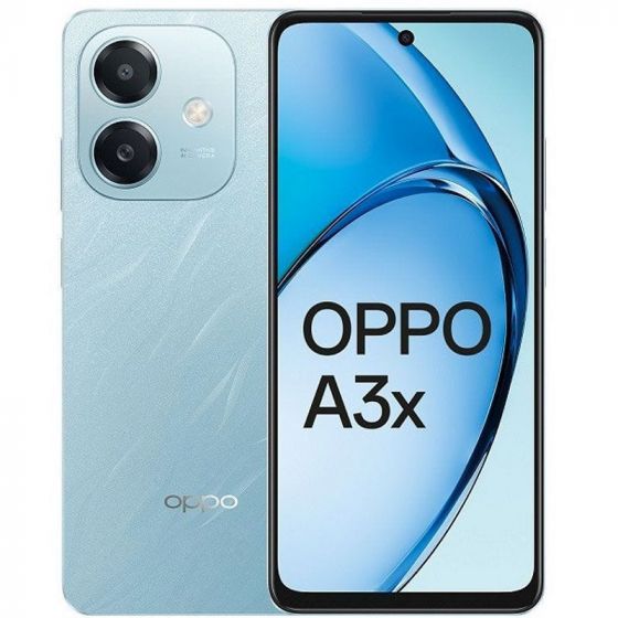 اوبو A3X، سعة 128 جيجا، رام 4 جيجا، شبكة 4G LTE، شريحيتن اتصال - ازرق اوشن بضمان سنة