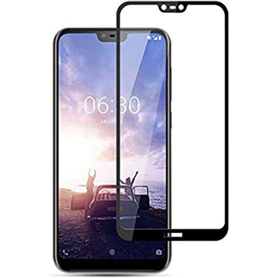 5D Tempered Glass Screen Protector for Nokia 6.1 Plus X6 2018 - Transparent with Black Frame