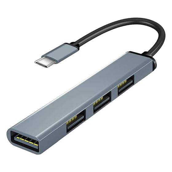 موزع USB وي كاست، 4 في 1، رمادي - T3005A