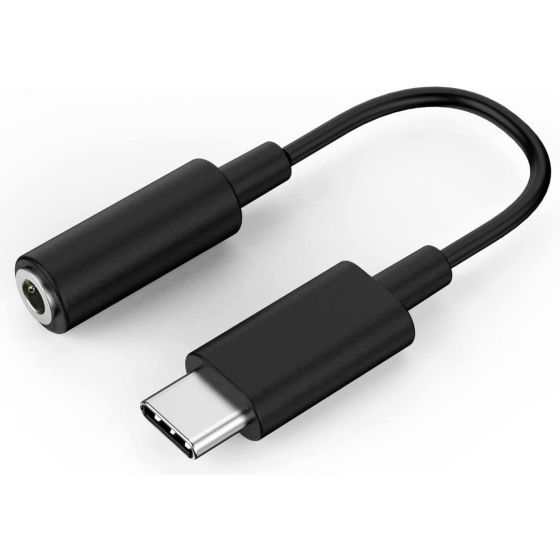 Aux Female USB-C Headphone Jack Adapter - Black, 3.5mm
