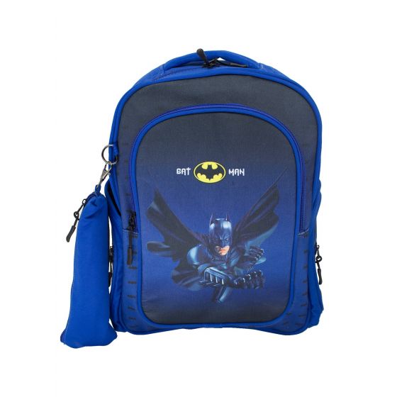 Gharibo Bags School Backpack With Pencil Case For Boys, Batman Pattern - Blue