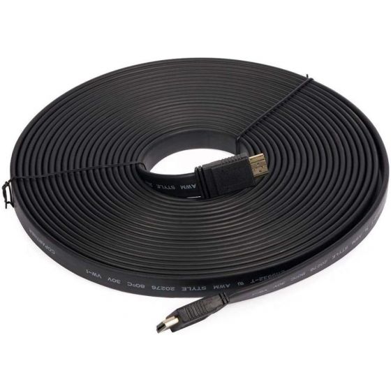 كابل HDMI إلى HDMI مسطح، 10 متر - اسود