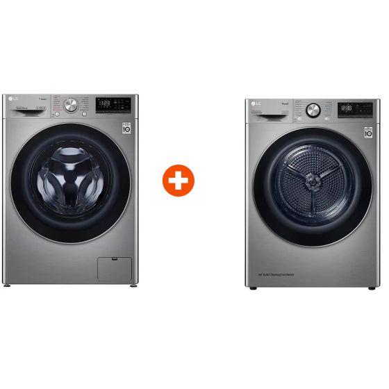 LG Vivace Front Load Automatic Washing Machine, 9 KG, Silver- F4R5VYG2T,  with Condenser Dryer, 10.1Kg, Inverter, Platinum - RH10V9PV2W
