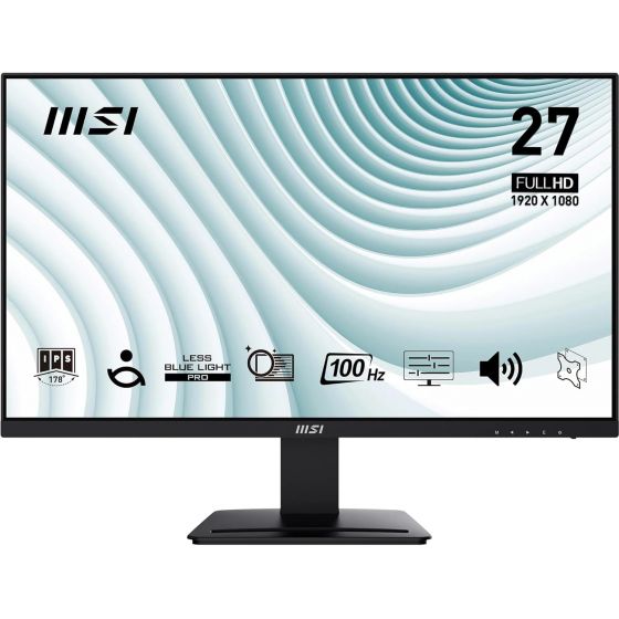 MSI Pro MP273A 27 Inch FHD IPS Flat Monitor, 100Hz, Black - 9S6-3PB4CH-060