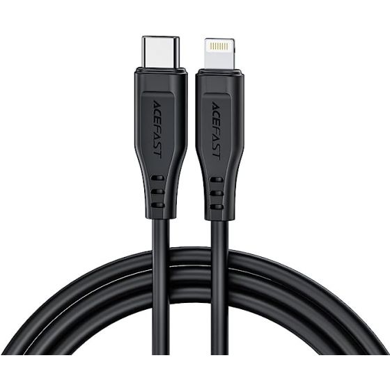كابل بموصل USB فئة C الى لايتنينج ايه سي اي فاست، طوله 1.2 متر، اسود - C3-01