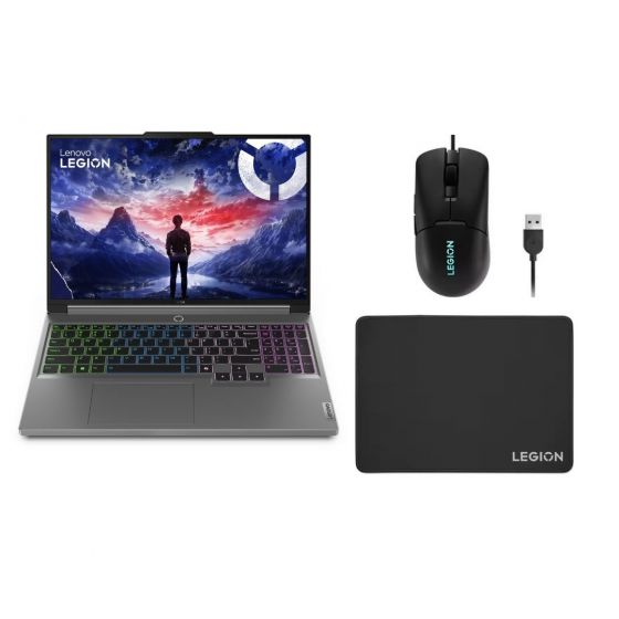 Lenovo Legion 5 16IRX9 83DG007EED Gaming Laptop, Intel Core i7-14650HX, 1TB SSD NVMe, 16GB RAM, 16 Inch WQXGA 240Hz, NVIDIA GeForce RTX 4070 8GB GDDR6, Windows 11 - Luna Grey with Legion M300s Gaming Mouse and Mouse Pad