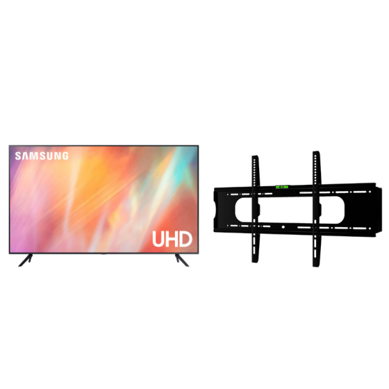 Samsung 65 Inch 4K UHD Smart LED TV With Built-in Receiver - 65CU7000 With Falcon Wall mount for 40-70 Inch TV, Black - FP-70