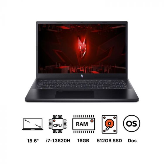 لاب توب جيمنج ايسر نيترو ANV15-51-755S  ،  انتل كور  i7-13620H، هارد 512 جيجا PCIe SSD، رام 16 جيجا، شاشة 15.6 بوصة  FHD IPS 144 هرتز، كارت شاشة انفيديا جي فورس RTX 4050 سعة 6 جيجا GDDR6، فري دوس- اسود