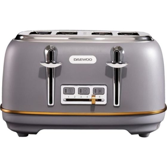Daewoo Astoria Toaster, 4 Slices, 1850 Watt, Grey - SDA1818