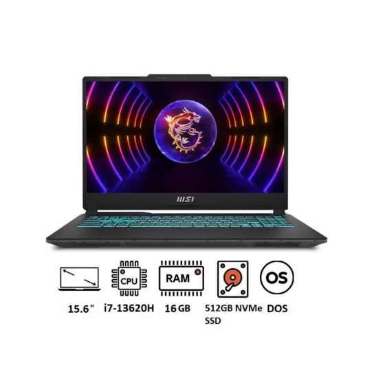 MSI Cyborg 15 A13VF Gaming Laptop, Intel Core i7-13620H, 512GB NVMe PCIe Gen4 SSD, 16GB RAM, 15.6 Inch, FHD, 144Hz, NVIDIA GeForce RTX 4060 8GB, FREEDOS - Translucent Black