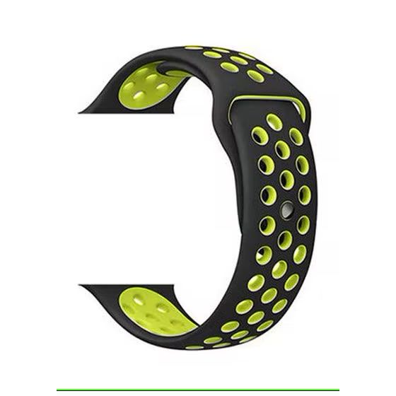 Silicone Sport Band for Apple Watch, 42mm- Black and Lemon