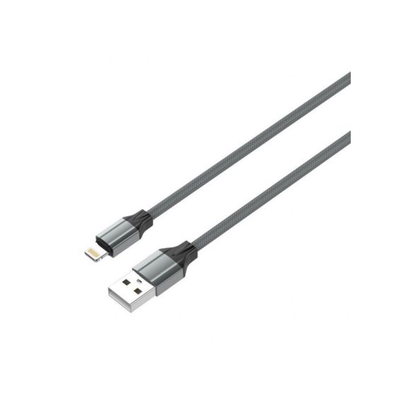 كابل شحن لدنيو USB فئة A الى لايتنينج، 1 متر، 2.4 امبير، رمادي - LS441