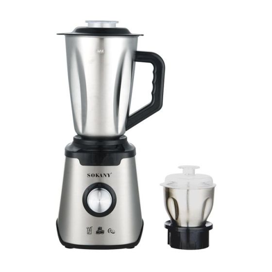 Sokany 2 In 1 Multi-Purpose Blender with Grinder, 1.5 Liters, 1000 Watts, Silver and Black - SK-189