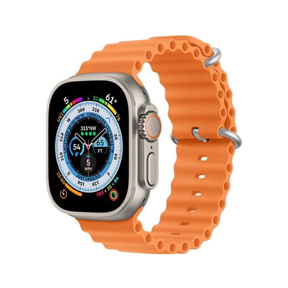 W&O X8 Plus Ultra Smart Watch, Silver Case- Orange Strap