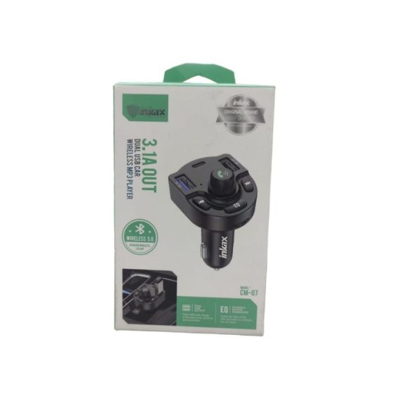 شاحن سيارة انكاكس USB مزدوج، بمشغل MP3 لاسلكي، اسود - CM-07